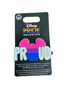 Disney Pride Collection Pink & Purple  Mickey Ear Trading Pin - Transgender Flag